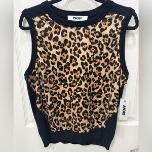 DKNY Animal Print Vest, Tank Top Size Large